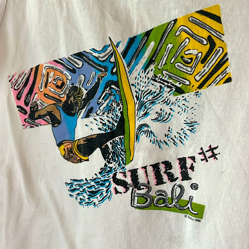 Vintage One‎ of a Kind ‘88 Surfing “Surf# Bali” Men’s Tank Single Stitch, Sz L